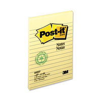3M Post-it Note Pad 102x152mm Ruled Feint Yellow 660-0