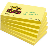 3M Post-it Notes 655 Super Sticky Canary Yellow Pk12-0