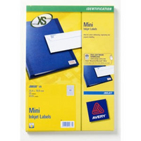 Avery Inkjet Labels J8658-25 Mini 189 per Sheet A4 White Pk25-0