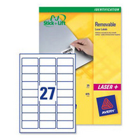 Avery Removable Laser Label 27 per Sheet Pack of 25 L4737REV-25 (FPC)-0