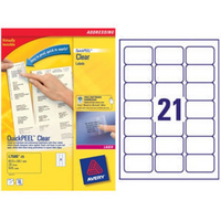 Avery Clear Laser Label 21 per Sheet Pack of 25 L7560-25-0