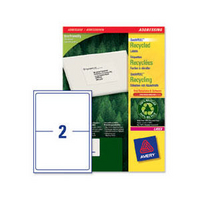 Avery Laser Labels LR7168-100 Recycled 2 per Sheet A4 White Pk100-0