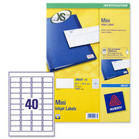 Avery Inkjet Labels J8654-25 Mini 40 per Sheet A4 White Pk25-0