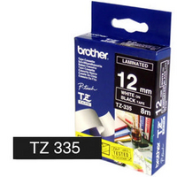 Brother P-Touch Tape TZ335 12mm Labels White on Black TZ-335-0