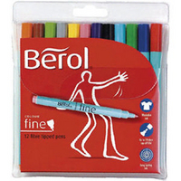 Berol Colourfine Pen Assorted Water Based Ink Wallet of 12 CF12W12 S0376340-0