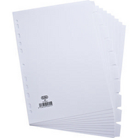 Elba Card Divider A4 10-Part 160gsm White 100204881-0