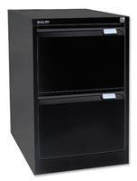 Bisley 2-Drawer Filing Cabinet Lockable Black Flush Fronted BS2E-0