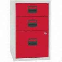 Bisley A4 Homefiler 3 Drawer Lockable Grey/Red PFA3-8794-0