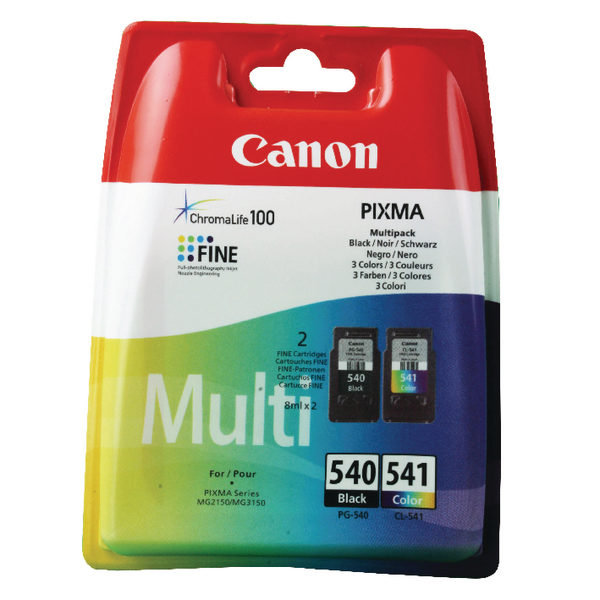Canon Black/Colour 540/541 Inkjet Cartridges Value PkPG-540/CL-541 Pk2 5225B006-0