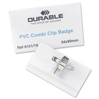 Durable Name Badge 54x90mm Combi Clip Fastener Pk50 8101-19-0