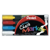 Pentel Chalk Marker Chisel Tip Pk4 Assorted SMW26/4-BCGW