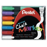 Pentel Chalk Marker Chisel Tip Pk7 Assorted SMW26/7