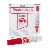 Pentel Marker Chisel Tip Red M180/6-B Pk6