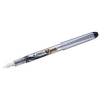 Pilot VPen Disposable Fountain Pen Black Ink Metallic Grey Barrel SV4W-01 Pk12