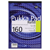 Pukka Pad A4 Refill Pad Punched 4-Hole 80 Leaf Ruled Feint and Margin White 80/1