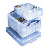 Really Useful Box 21 Litre Plastic Storage Box Clear with Dividers