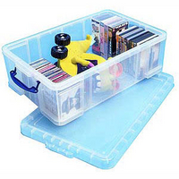 Really Useful Box 50 Litre Plastic Storage Box with Lid Clear KING50C