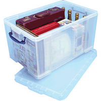 Really Useful Box 84 Litre Plastic Storage Box with Lid Clear 84LC