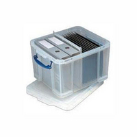 Really Useful Box 42 Litre Plastic Storage Box with Lid Clear HBC
