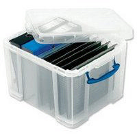 Really Useful Box 35 Litre Plastic Storage Box with Lid Clear 35C