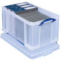 Really Useful Box 48 Litre Plastic Storage Box with Lid Clear 48C
