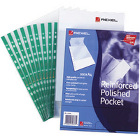 Rexel Copyking Clear Reinforced Pockets CKP/A4 Polypropylene Pk100 12265