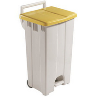 Plastic Pedal Bin With Lid 90L Grey/Yellow 357002