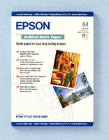 Epson A4 Archival Matte Paper Pk 50 C13S041342-0