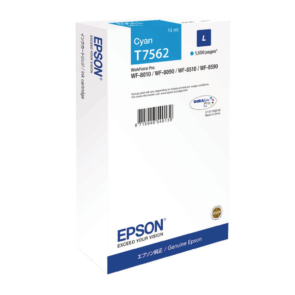Epson Cyan T7562 L Ink Cartridge for WF-8000 Series C13T756240-0