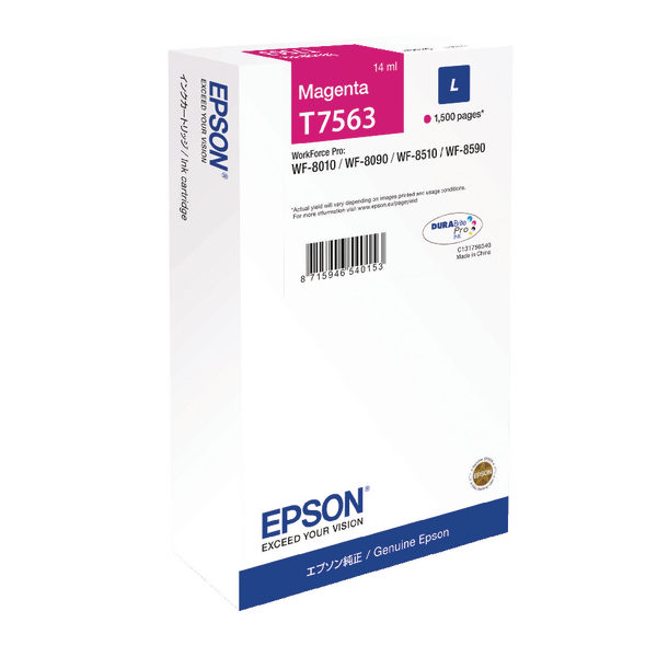 Epson Magenta T7563 L Ink Cartridge for WF-8000 Series C13T756340-0