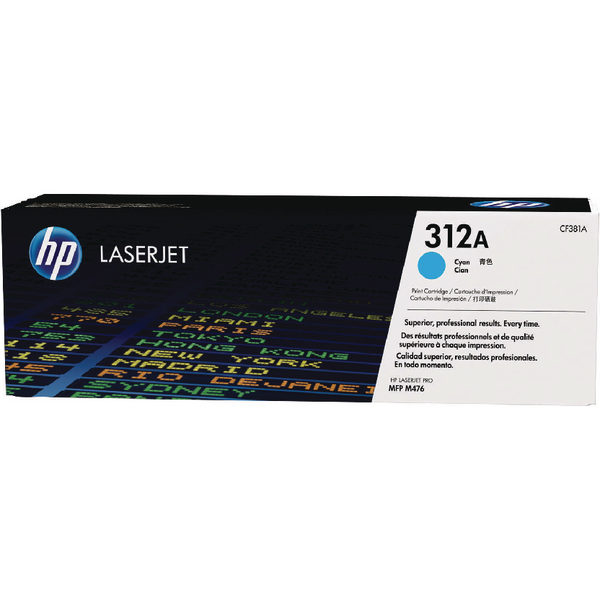 HP 312A LaserJet Enterprise M476 Cyan Toner Cartridge 2.7k CF381A-0