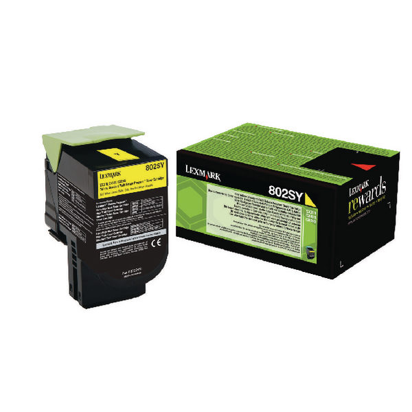Lexmark 802SY Toner Cartridge Standard Yield Yellow 80C2SY0-0