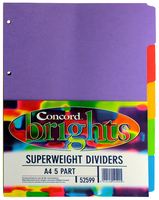 Concord Bright A4 Divider Heavy-weight 5-Part Assorted 52599/525-0