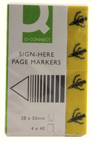 Q-Connect Sign Here Page Marker Yellow 20 x 50mm (4 Pads of 40) KF01979-0