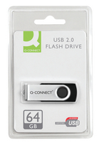 Q-Connect Silver/Black USB 2.0 Swivel Flash Drive 64GB 43202005-0