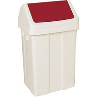 Plastic Swing Top Bin 50L White/Red 330352-0