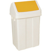 Plastic Swing Top Bin 50L White/Yellow 330353-0