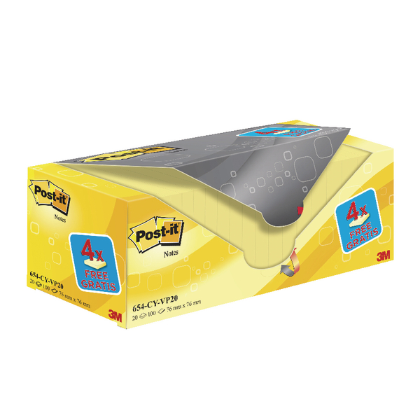 Post It Canary Yellow Notes 76x76mm Value Pack 654cy Vp Pk Click And Keyboard