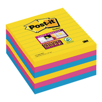 Post-it Notes Super Sticky XL Lined 101 x 101mm Rio 675-SS6-RIO Pack of 6-0