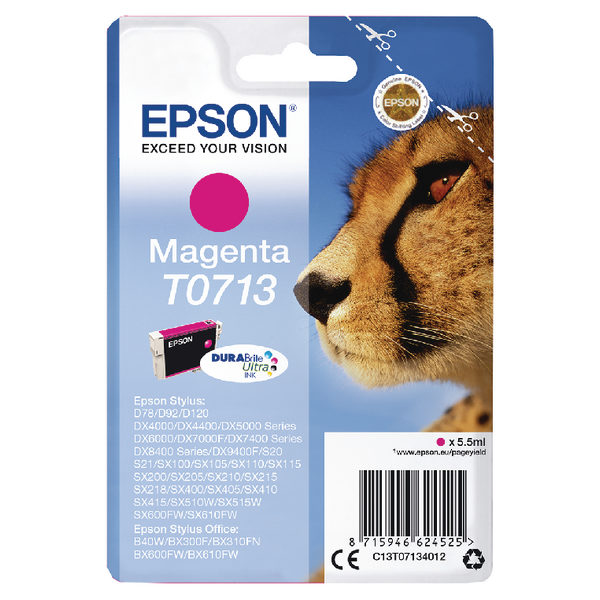 Epson T0713 Magenta Ink Cartridge C13T07134012-0