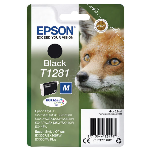 Epson T1281 Black Ink Cartridge C13T12814012-0