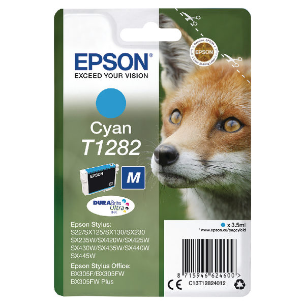 Epson T1282 Cyan Ink Cartridge C13T12824012-0