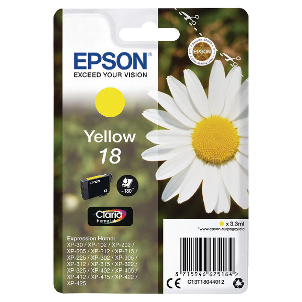 Epson 18 Yellow Ink Cartridge C13T18044012-0
