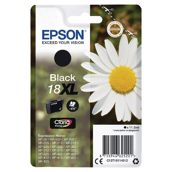 Epson 18XL Black Ink Cartridge C13T18114012-0