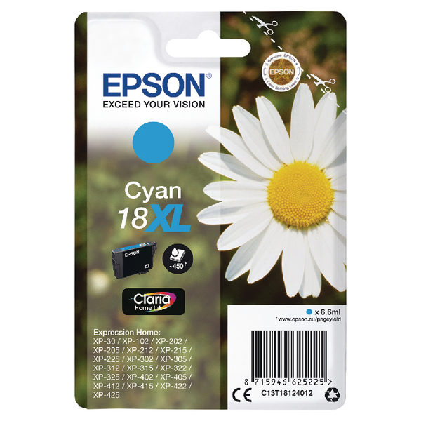 Epson 18XL Cyan Ink Cartridge C13T18124012-0