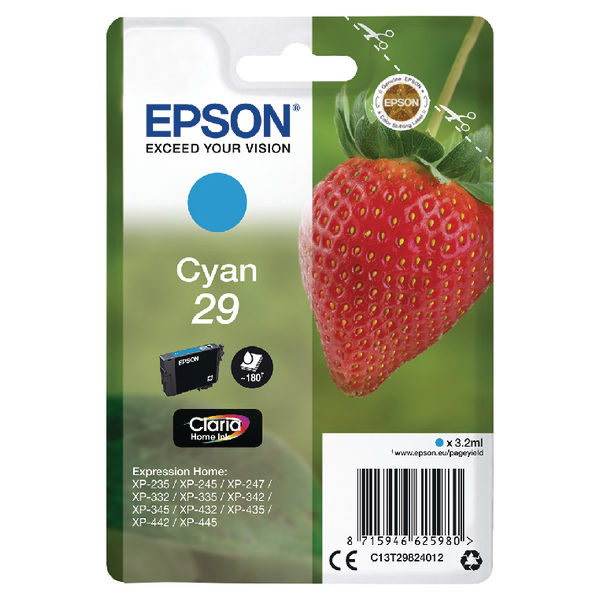 Epson 29 Cyan Ink Cartridge C13T29824012-0