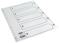 Concord Classic Index 1-5 A4 White Board with Clear Mylar Tabs 00501 CS5