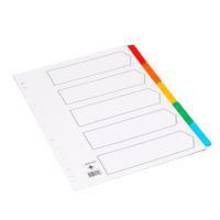 Q-Connect Index A4 Multi-Punched 5-Part Reinforced Multi-Colour Blank Tabs KF01525
