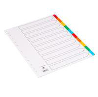 Q-Connect Index A4 Multi-Punched 10-Part Reinforced Multi-Colour Blank Tabs KF01526