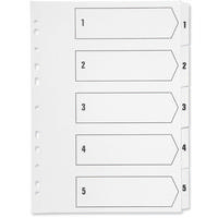 Q-Connect Index A4 Multi-Punched 1-5 Reinforced White Board Clear Tabbed KF01527